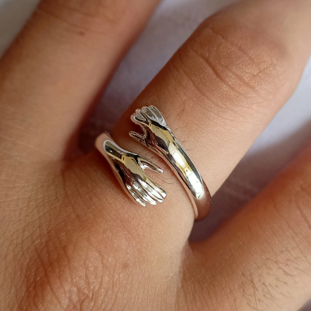 Sterling Silver Love Hug Ring